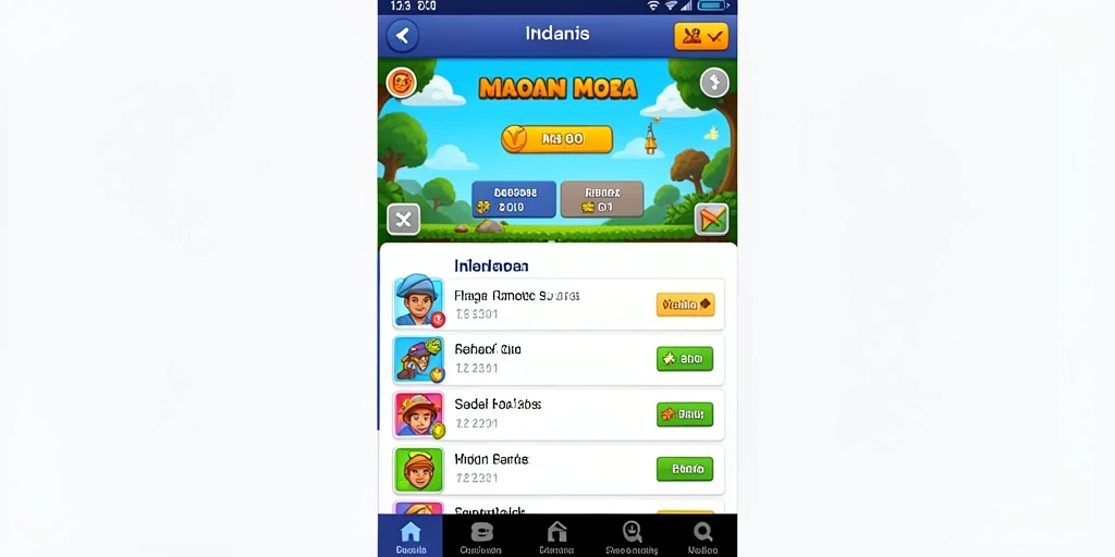 Tampilan layar utama dengan karakter yang menarik.